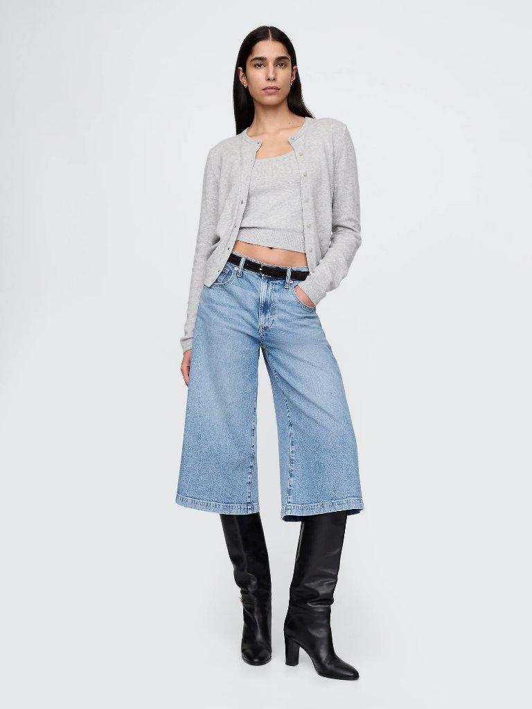 2/$30 Nwt Gap Petite High Rise Culotte Jeans Light Indigo 28/ 6 #A3509